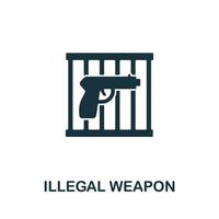 icono de arma ilegal de la colección de Internet prohibida. icono de arma ilegal de línea simple para plantillas, diseño web e infografía vector