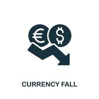 Currency Fall icon. Simple element from Crisis collection. Creative Currency Fall icon for web design, templates, infographics and more vector