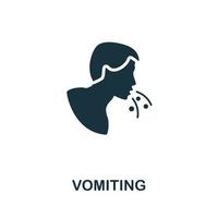 icono de vómitos. elemento simple monocromático de la colección de síntomas de coronavirus. ícono de vómitos creativos para diseño web, plantillas, infografías y más vector