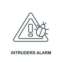 icono de alarma de intrusos de la colección de seguridad cibernética. icono de alarma de intrusos de línea simple para plantillas, diseño web e infografía vector