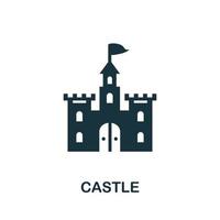 icono del castillo. elemento simple de la colección del parque de atracciones. icono de castillo creativo para diseño web, plantillas, infografías y más vector