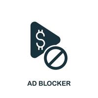 icono de bloqueador de anuncios. elemento simple de la colección de marketing de contenido. icono de bloqueador de anuncios creativos para diseño web, plantillas, infografías y más vector