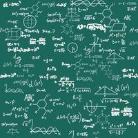 ecuaciones y fórmulas físicas moleculares en la ilustración dibujada a mano por el vector de la junta escolar. fondo de ciencia y educación. patrón sin fisuras de matemáticas. azulejo para un fondo sin fin