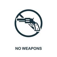 No Weapons icon. Monochrome simple element from civil rights collection. Creative No Weapons icon for web design, templates, infographics and more vector