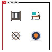 Modern Set of 4 Flat Icons and symbols such as baby office toy computer boat Editable Vector Design Elements