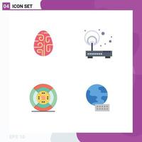 Set of 4 Modern UI Icons Symbols Signs for celebration router egg internet filament Editable Vector Design Elements