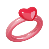 anillo de corazón de boda aislado. 14 de febrero icono de feliz día de san valentín. representación 3d png