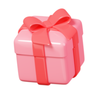 3D rendering pink gift box isolated. 14 february Happy Valentine's day icon. png