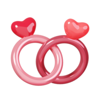 anillos de corazón de boda aislados. 14 de febrero icono de feliz día de san valentín. representación 3d