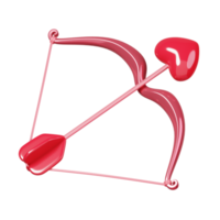 Bow with Cupid arrow isolated. 14 February Happy Valentine's Day icon. 3D rendering png