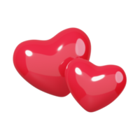 3D rendering two pink heart shape isolated. 14 February Happy Valentine's day icon. png