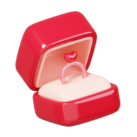 anillos de boda en un joyero aislado. 14 de febrero icono de feliz día de san valentín. representación 3d png