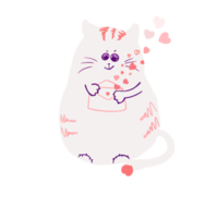 kitten with heart freehand drawing png