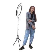 modèle de fille posant en studio éclairé par softbox png