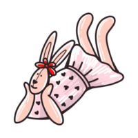 Cute character girl rabbit in red dress sketch png