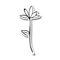 Black line doodle Flower. Hand drawn cartoon style. Vector illustration for decorate, coloring and any design.