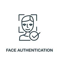 icono de autenticación facial de la colección de autenticación. símbolo de autenticación facial de elemento de línea simple para plantillas, diseño web e infografía vector