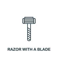 Razor With A Blade icon from barber shop collection. Simple line element Razor With A Blade symbol for templates, web design and infographics vector