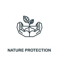 icono de protección de la naturaleza de la recolección de energía limpia. símbolo de protección de la naturaleza de elemento de línea simple para plantillas, diseño web e infografía vector