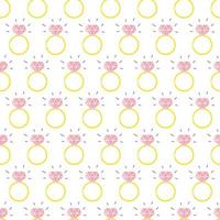 Wedding ring seamless pattern on white background. Design for Valentines day vector
