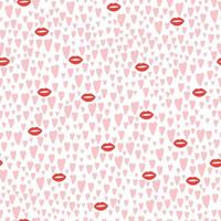 Hand drawn hearts and lips seamless pattern. Valentines day design vector