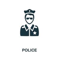 icono de la policía. elemento simple monocromático de la colección de derechos civiles. ícono policial creativo para diseño web, plantillas, infografías y más vector