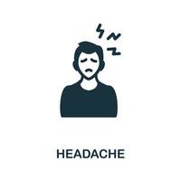 Headache icon. Monochrome simple element from coronavirus symptoms collection. Creative Headache icon for web design, templates, infographics and more vector