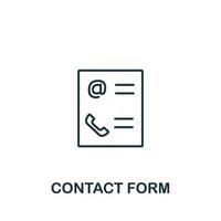 icono de formulario de contacto de la colección de servicio al cliente. símbolo de formulario de contacto de elemento de línea simple para plantillas, diseño web e infografía vector