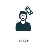 Dizzy icon. Monochrome simple element from coronavirus symptoms collection. Creative Dizzy icon for web design, templates, infographics and more vector