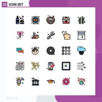 paquete de interfaz de usuario de 25 colores planos básicos de línea rellena de desarrollo de programación de coco de bambú de sauna elementos de diseño vectorial editables vector