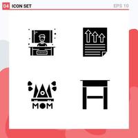 Pack of 4 creative Solid Glyphs of conference love arrows page mother Editable Vector Design Elements