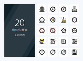 20 Ui Essentials line Filled icon for presentation vector