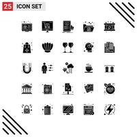 Universal Icon Symbols Group of 25 Modern Solid Glyphs of folder favorite marketing tutorial webinar Editable Vector Design Elements