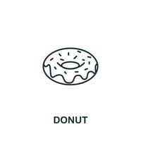 icono de donut de la colección de panadería. símbolo de donut de elemento de línea simple para plantillas, diseño web e infografía vector