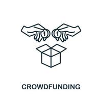 ícono de crowdfunding de la colección de crowdfunding. icono de financiación colectiva de línea simple para plantillas, diseño web e infografía vector