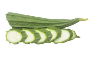 fresco verde spugna zucca frutta con fette isolato su bianca sfondo con ritaglio sentiero nel png file formato, concetto di salutare mangiare