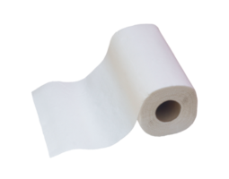 One roll of white tissue paper or napkin for general use in toilet or restroom and household or office cleaning up isolated on white background with clipping path in png file format