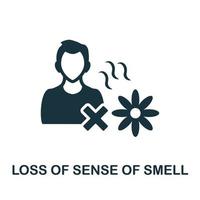 Loss Of Sense Of Smell icon. Monochrome simple element from coronavirus symptoms collection. Creative Loss Of Sense Of Smell icon for web design, templates, infographics and more vector