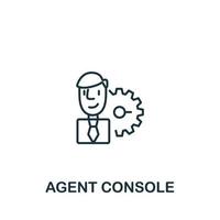 icono de la consola del agente de la colección de servicio al cliente. símbolo de consola de agente de elemento de línea simple para plantillas, diseño web e infografía vector