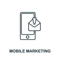 icono de marketing móvil de la colección de marketing digital. símbolo de marketing móvil de elemento de línea simple para plantillas, diseño web e infografía vector