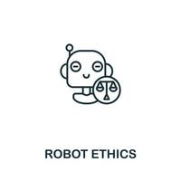 icono de la ética del robot de la colección de inteligencia artificial. icono de ética de robot de línea simple para plantillas, diseño web e infografía vector