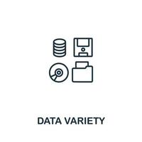 icono de variedad de datos de la colección de inteligencia artificial. icono de variedad de datos de línea simple para plantillas, diseño web e infografía vector