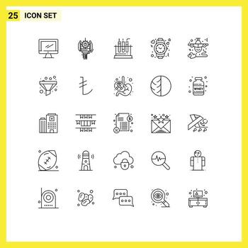 25 Line concept for Websites Mobile and Apps time like production heart lab Editable Vector Design Elements