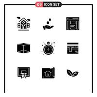 9 iconos creativos signos y símbolos modernos de reloj cronómetro interfaz reloj de bolsillo caja elementos de diseño vectorial editables vector