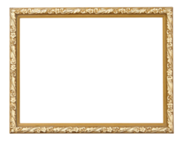 Gold picture frame isolated with clipping path png