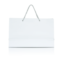 White paper shopping bag isolated with reflect floor for mockup png