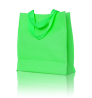 green canvas shopping bag isolated with reflect floor for mockup png