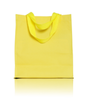 yellow canvas shopping bag isolated with reflect floor for mockup png