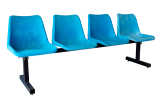 sillas de plástico azul aisladas con trazado de recorte png