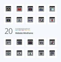 20 Website Wireframe Line Filled Color icon Pack like browser document browser browser webpage vector